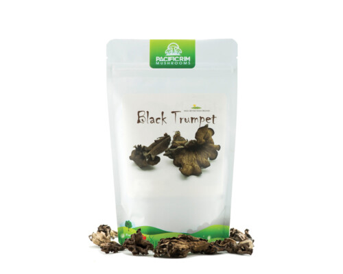 Small package of dried Black Trumpet mushrooms